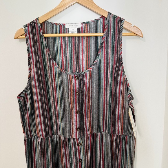 Mododoc Los Angeles Dress NWT Sleeveless Tiered Dress Multicoloured Button Up - Picture 4 of 6